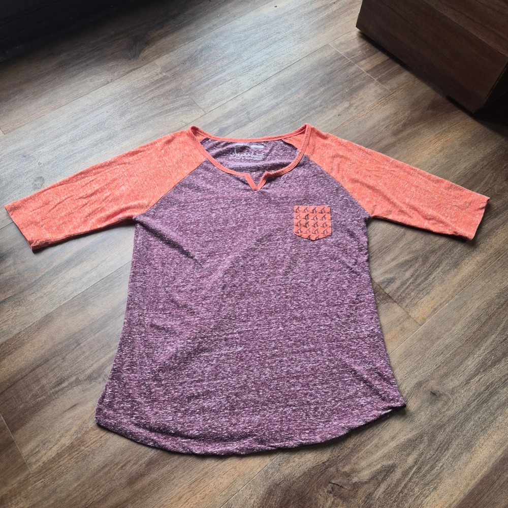 Pressbox Virginia Tech VT Hokies Pride Raglan Tee Orange Maroon Large Collegiate